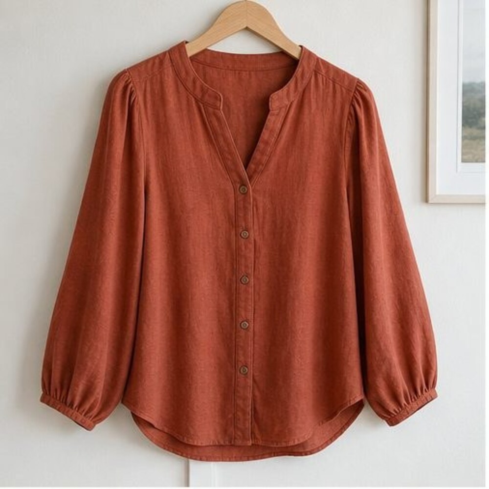 Rust Pleated Blouse